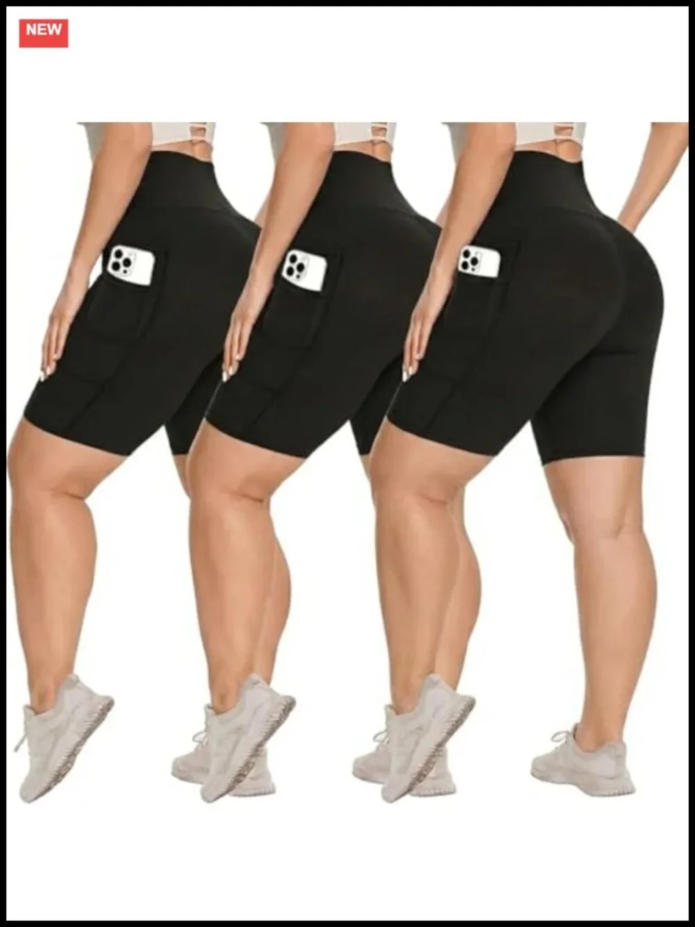 3 Pack Biker Shorts for Women High Waisted Tummy Control Workout Yoga Running